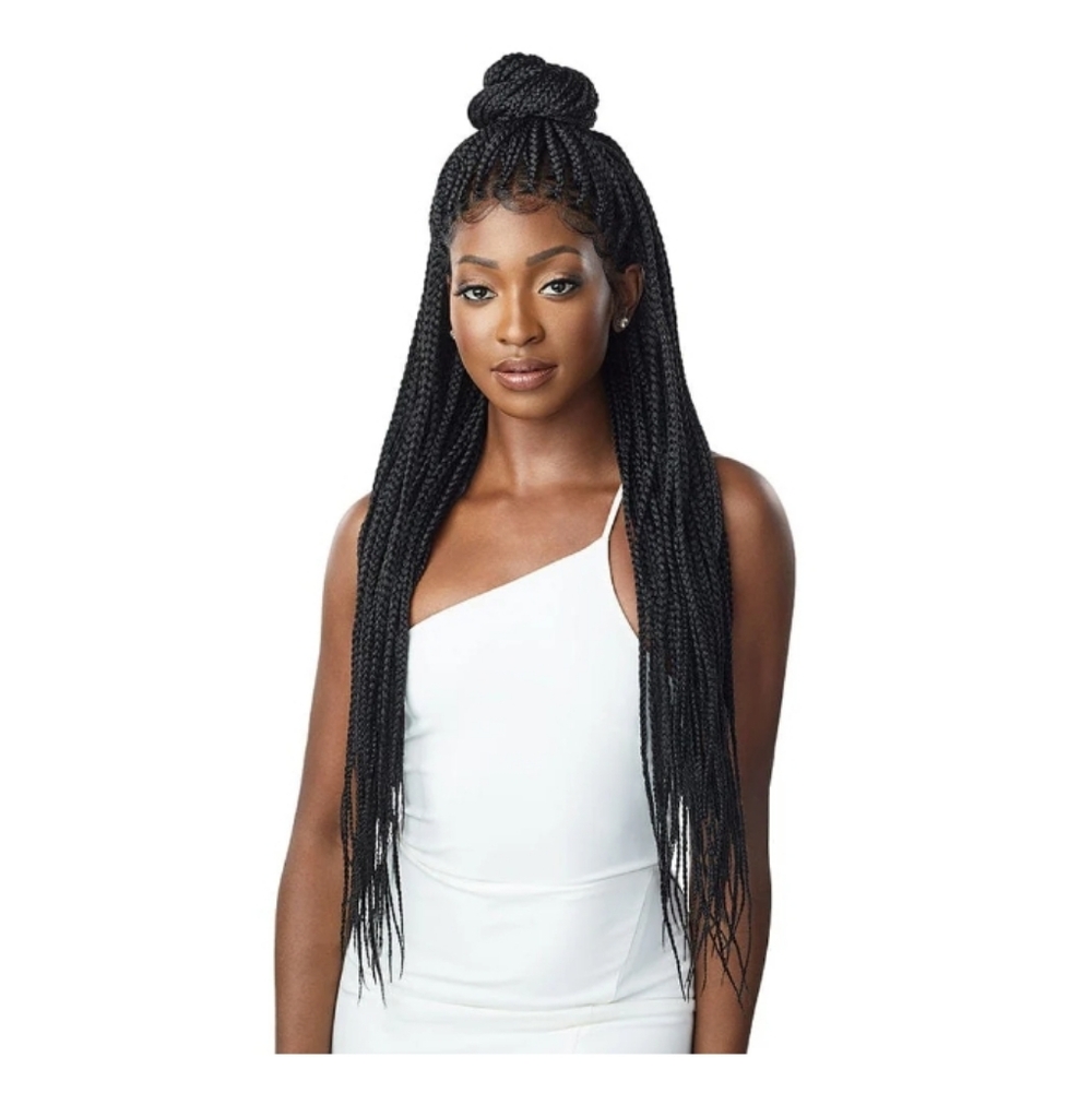 "NWT" Knotless Square Part Braids Outre Elegant Black Braided Hair Wig 13X4